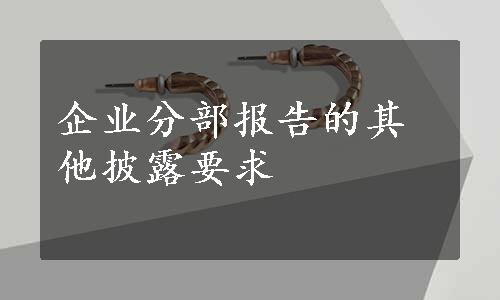 企业分部报告的其他披露要求