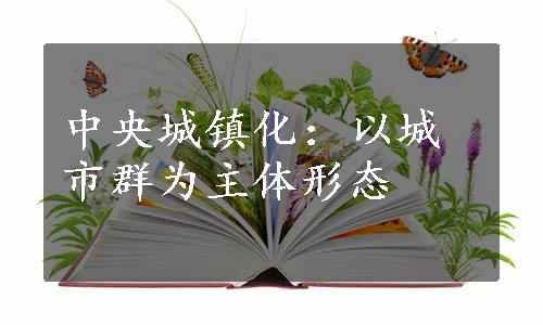 中央城镇化：以城市群为主体形态