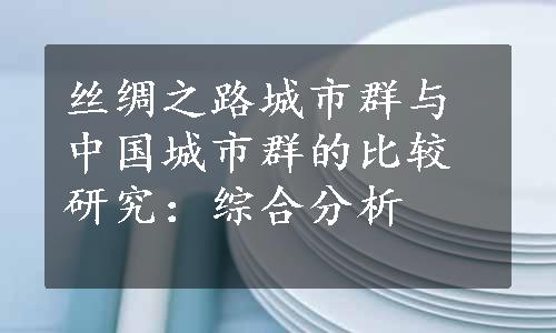 丝绸之路城市群与中国城市群的比较研究：综合分析