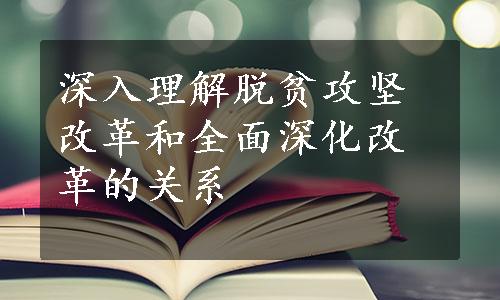 深入理解脱贫攻坚改革和全面深化改革的关系