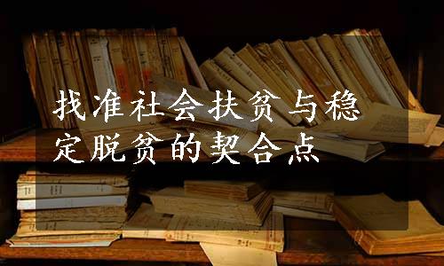 找准社会扶贫与稳定脱贫的契合点