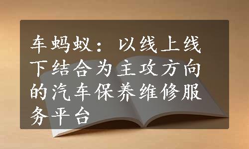 车蚂蚁：以线上线下结合为主攻方向的汽车保养维修服务平台