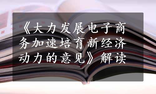 《大力发展电子商务加速培育新经济动力的意见》解读