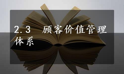 2.3　顾客价值管理体系