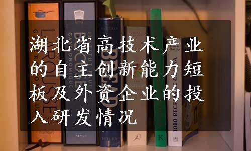 湖北省高技术产业的自主创新能力短板及外资企业的投入研发情况