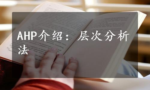 AHP介绍：层次分析法