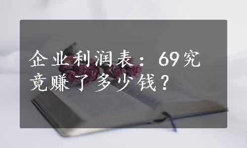 企业利润表：69究竟赚了多少钱？