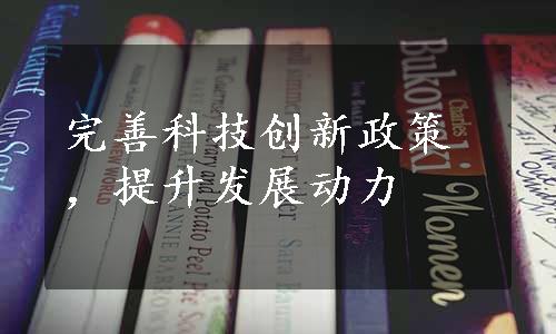 完善科技创新政策，提升发展动力