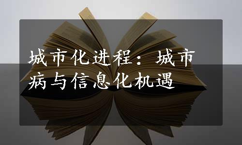 城市化进程：城市病与信息化机遇