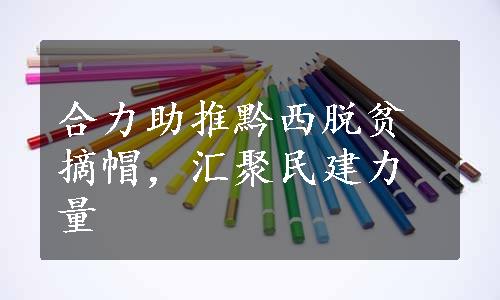 合力助推黔西脱贫摘帽，汇聚民建力量