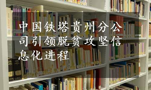 中国铁塔贵州分公司引领脱贫攻坚信息化进程