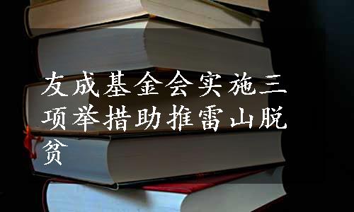 友成基金会实施三项举措助推雷山脱贫