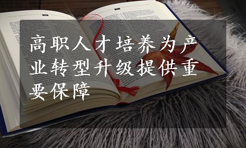 高职人才培养为产业转型升级提供重要保障