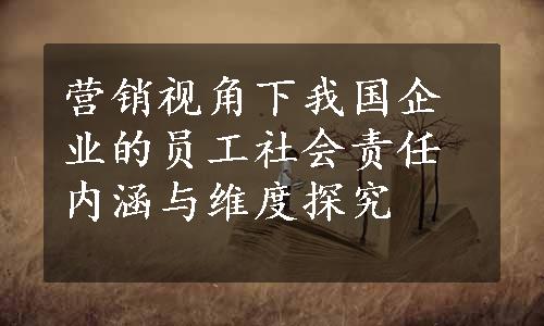 营销视角下我国企业的员工社会责任内涵与维度探究