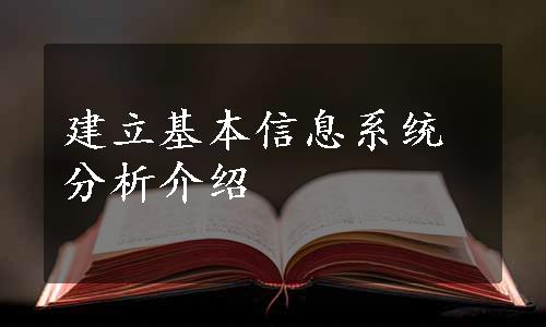 建立基本信息系统分析介绍