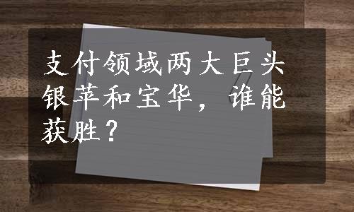 支付领域两大巨头银苹和宝华，谁能获胜？