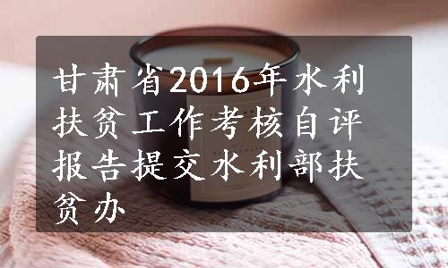 甘肃省2016年水利扶贫工作考核自评报告提交水利部扶贫办