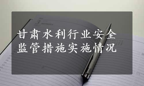 甘肃水利行业安全监管措施实施情况