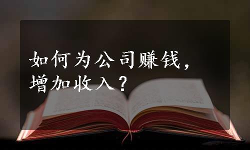 如何为公司赚钱，增加收入？