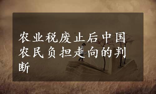 农业税废止后中国农民负担走向的判断