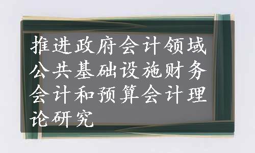 推进政府会计领域公共基础设施财务会计和预算会计理论研究