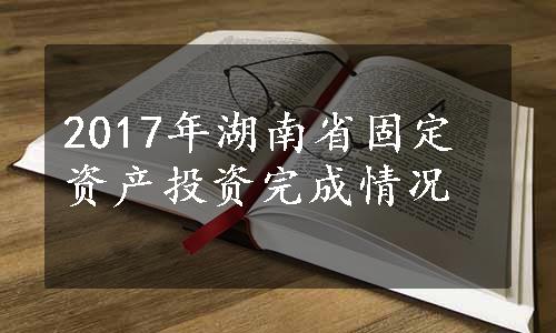 2017年湖南省固定资产投资完成情况