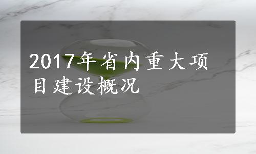 2017年省内重大项目建设概况