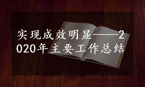 实现成效明显——2020年主要工作总结