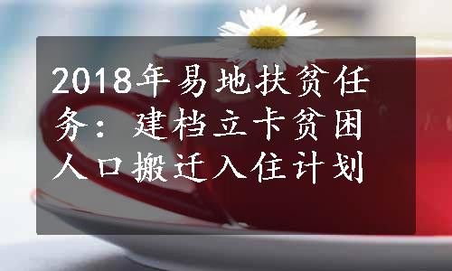 2018年易地扶贫任务：建档立卡贫困人口搬迁入住计划