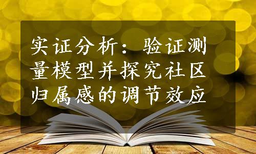 实证分析：验证测量模型并探究社区归属感的调节效应