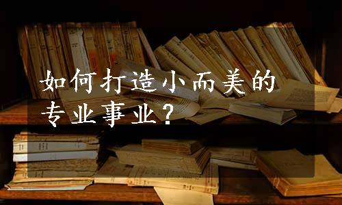 如何打造小而美的专业事业？