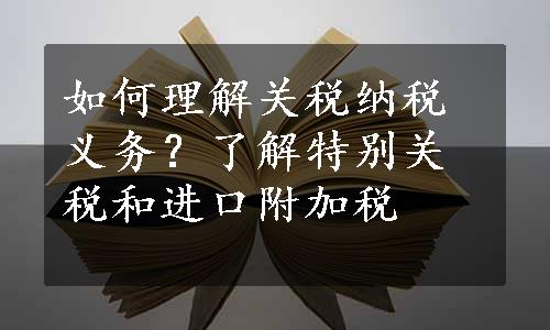 如何理解关税纳税义务？了解特别关税和进口附加税