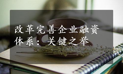 改革完善企业融资体系：关键之举