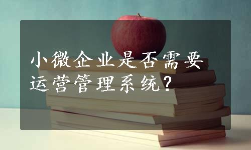 小微企业是否需要运营管理系统？