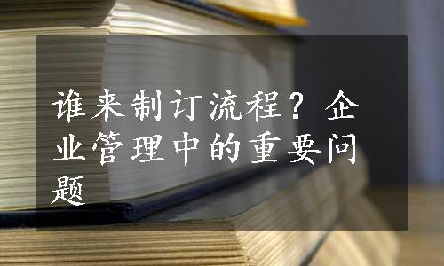 谁来制订流程？企业管理中的重要问题