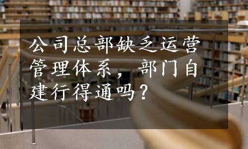 公司总部缺乏运营管理体系，部门自建行得通吗？