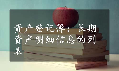 资产登记簿：长期资产明细信息的列表