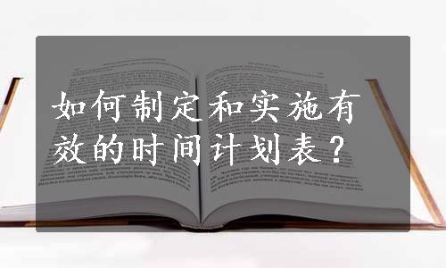 如何制定和实施有效的时间计划表？