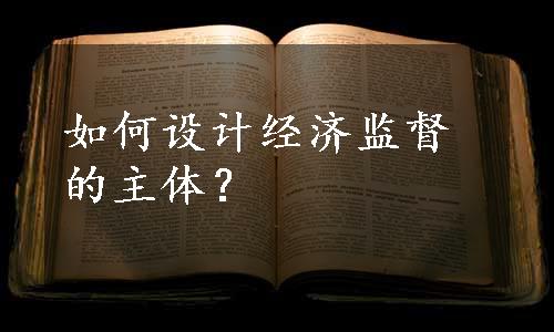 如何设计经济监督的主体？