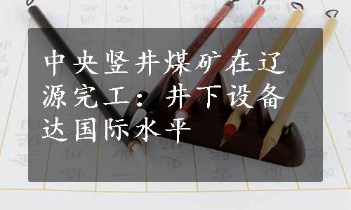 中央竖井煤矿在辽源完工：井下设备达国际水平