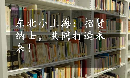 东北小上海：招贤纳士，共同打造未来！