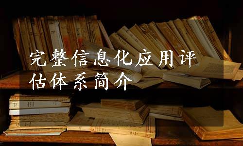 完整信息化应用评估体系简介