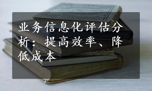 业务信息化评估分析：提高效率、降低成本