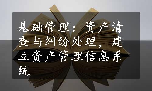 基础管理：资产清查与纠纷处理，建立资产管理信息系统