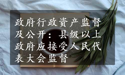 政府行政资产监督及公开：县级以上政府应接受人民代表大会监督