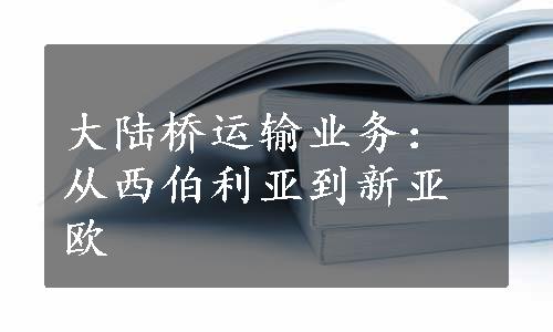 大陆桥运输业务：从西伯利亚到新亚欧