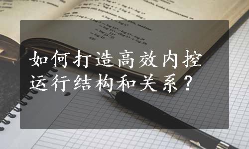 如何打造高效内控运行结构和关系？