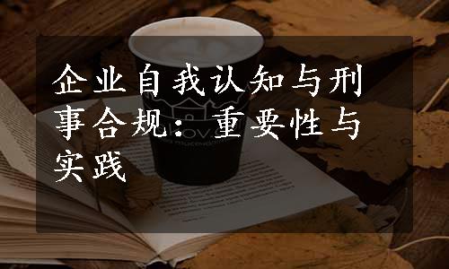 企业自我认知与刑事合规：重要性与实践