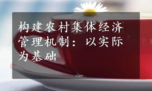 构建农村集体经济管理机制：以实际为基础