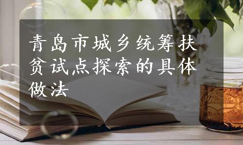 青岛市城乡统筹扶贫试点探索的具体做法